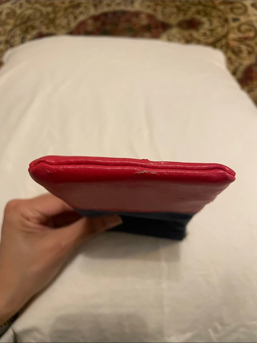 Le Specs Navy and Red Canvas Faux-Leather Pouch — Case Only